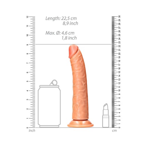 RealRock Realistic 8 Inch Slim Dildo with Suction Cup Tan