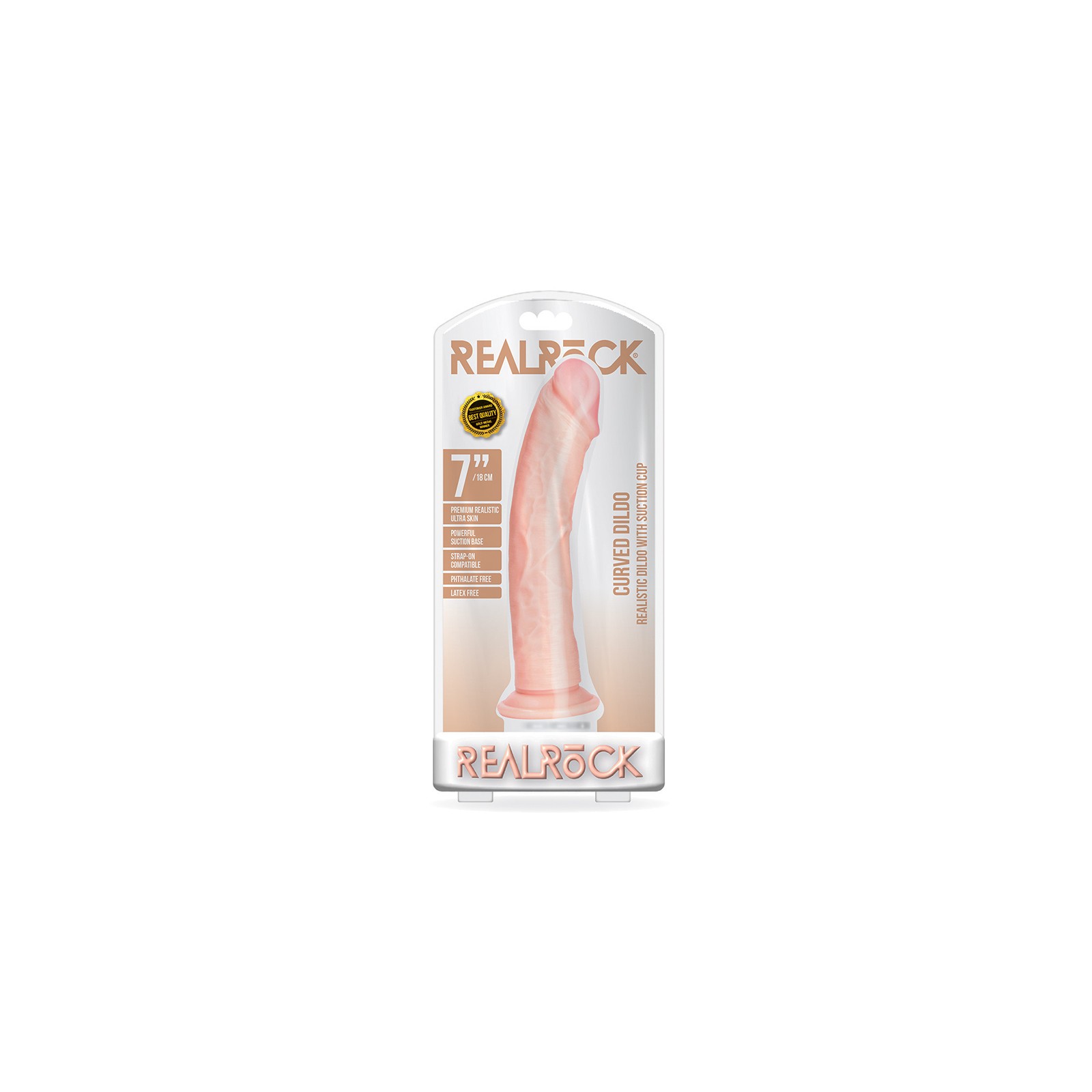 RealRock 7 Inch Curved Dildo with Suction Cup Beige