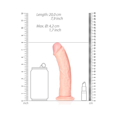 RealRock 7 Inch Curved Dildo with Suction Cup Beige