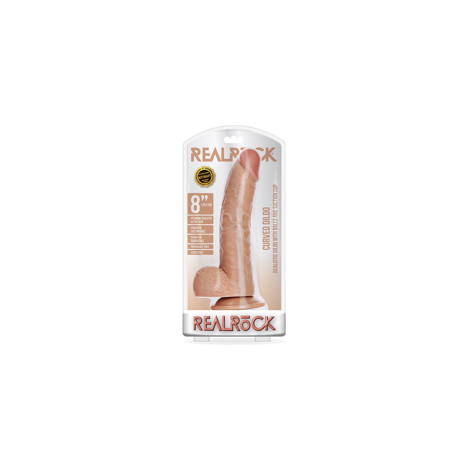 RealRock Realistic 8 in. Curved Dildo with Suction Cup