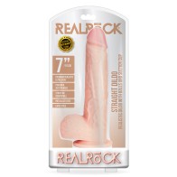 RealRock 7 in. Straight Dildo with Balls - Realistic Feel