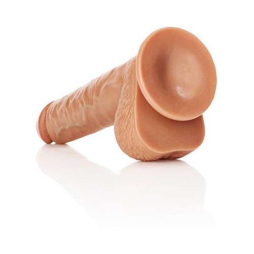 RealRock Dildo Realista 10 in. Recto con Bolas y Ventosa Beige