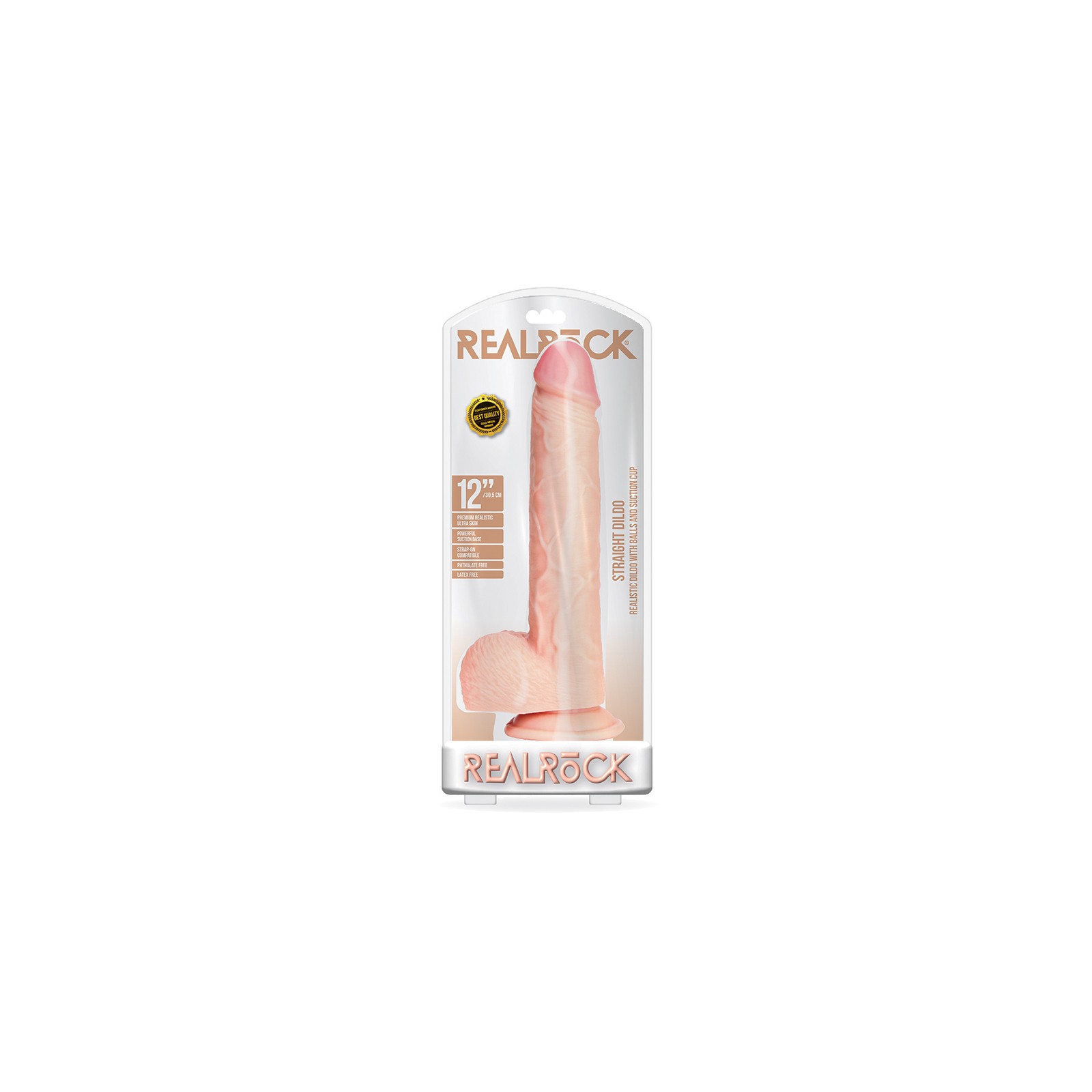 RealRock 12 Inch Straight Dildo - Realistic Pleasure