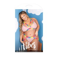 Conjunto Bralette y Panty enjaulados Rainbow Fantasy Lingerie para Noches Divertidas