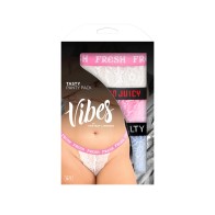 Set de 3 Piezas de Tanga de Encaje Vibes Azul/Rosa/Blanco