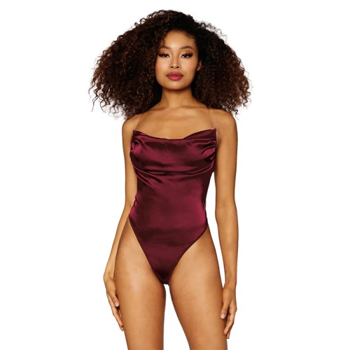 Dreamgirl Burgundy Cowl-Neck Teddy M