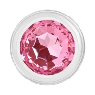 Adam & Eve Glass Anal Plug With Pink Gemstone Base Large