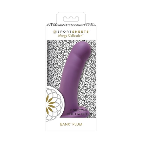 Sportsheets Merge Banx 8 Inch Hollow Dildo Plum - Safe Silicone Fun