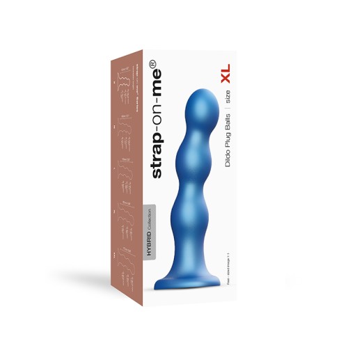 Strap-On-Me Colección Híbrida Dildo Plug Bolas Silicona Azul Metálico XL