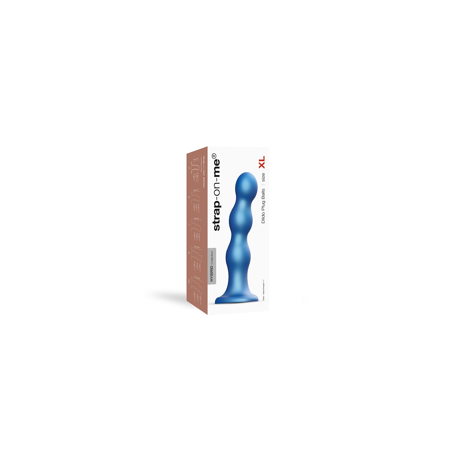 Strap-On-Me Colección Híbrida Dildo Plug Bolas Silicona Azul Metálico XL