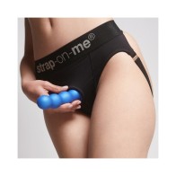 Strap-On-Me Colección Híbrida Dildo Plug Bolas Silicona Azul Metálico XL