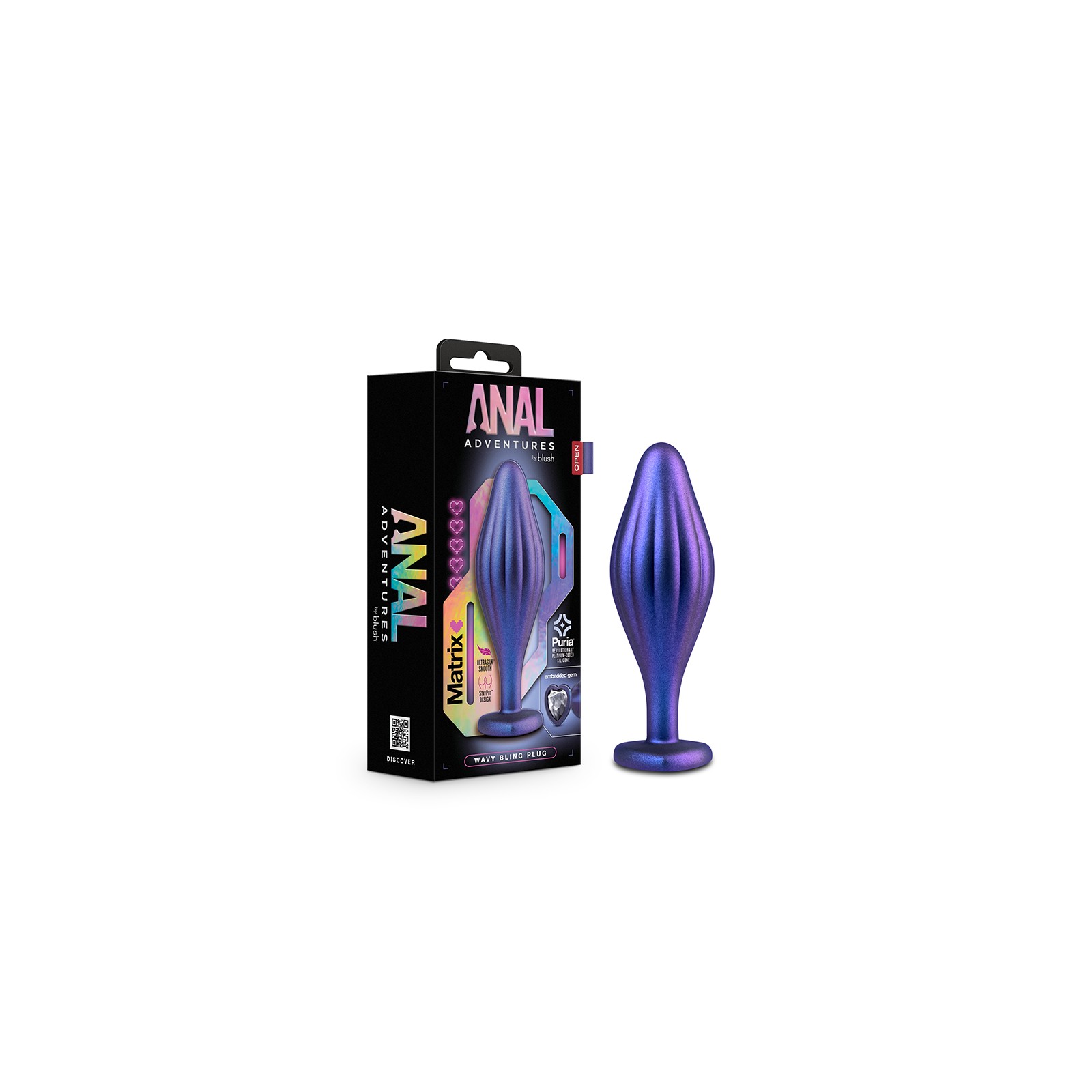 Anal Adventures Matrix Plug Silicona Wavy Bling Zafiro