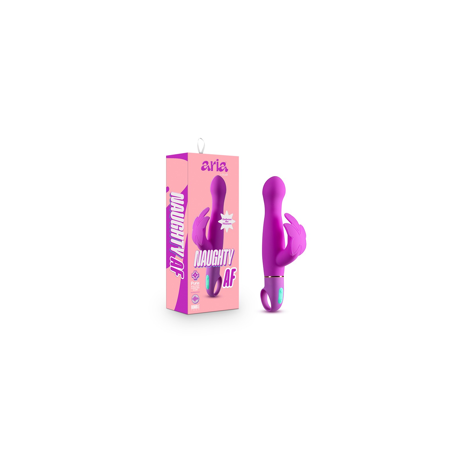 Aria Naughty AF Vibrador de Silicona Doble Estimulación Ciruela - Poderoso e Impermeable