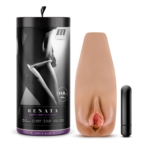 M Elite Soft + Wet Renata Estimulador Vaginal con Vibrador Bullet Beige