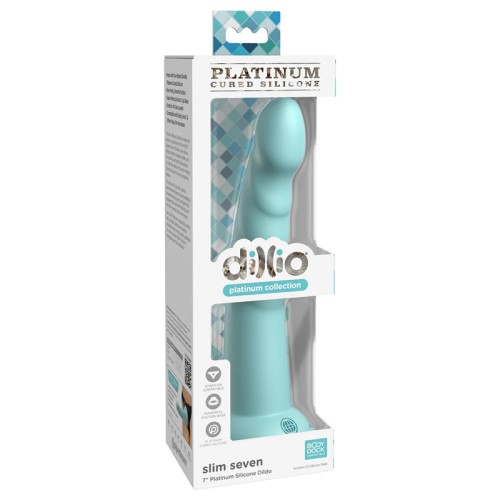 Dildo de Silicona Slim Seven 7" de Dillio Platinum Collection Teal - Calidad Premium