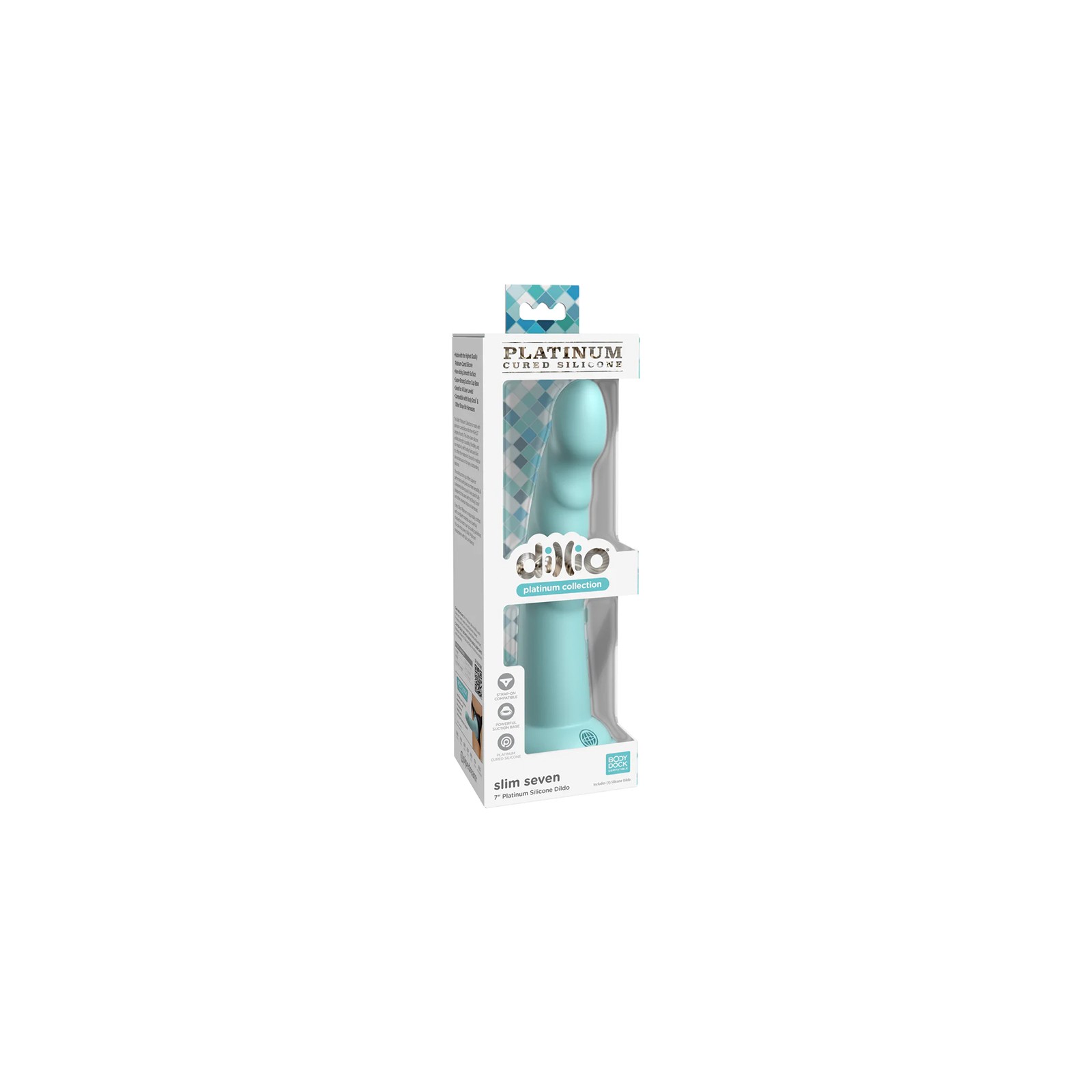 Dildo de Silicona Slim Seven 7" de Dillio Platinum Collection Teal - Calidad Premium