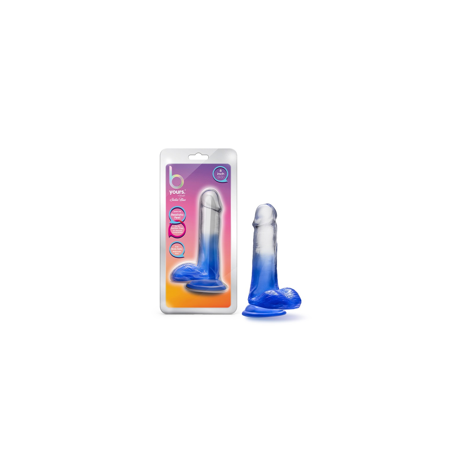 B Yours Stella Blue 6 in. Dildo with Balls