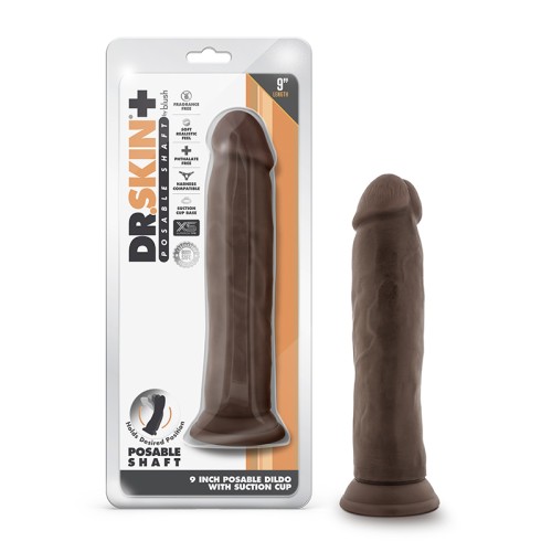 Dr. Skin Plus Thick 9 in. Triple Density Posable Dildo Brown