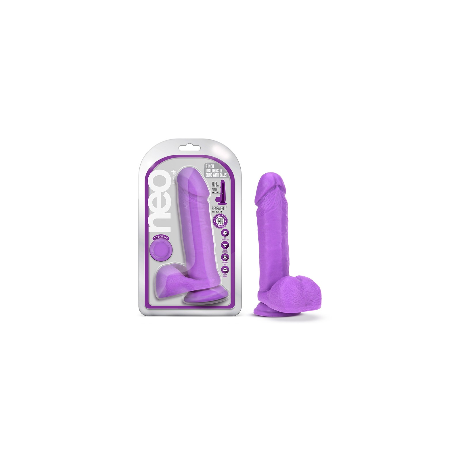 Dildo de Doble Densidad Neo 8 in. - Brillante y Realista