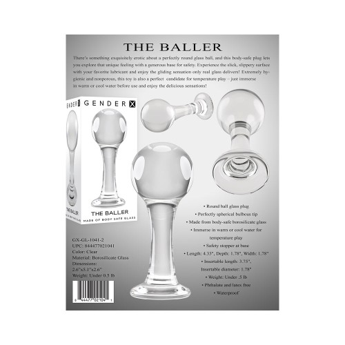 Gender X The Baller Round Glass Anal Plug Clear