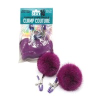 AF Sexy Nipple Clamps with Fun Purple Puff Balls