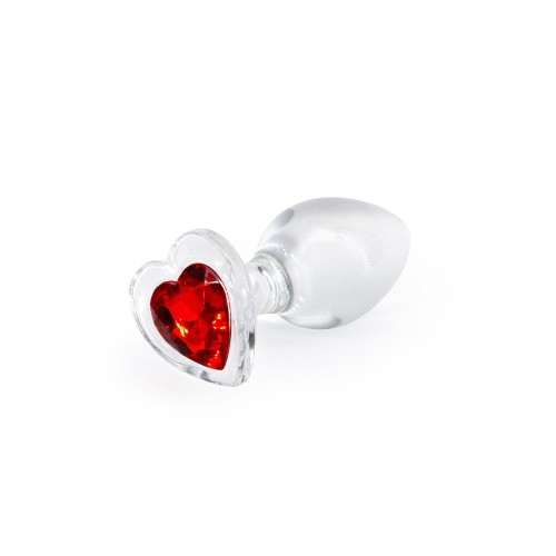 Crystal Desires Red Heart Gem Glass Plug