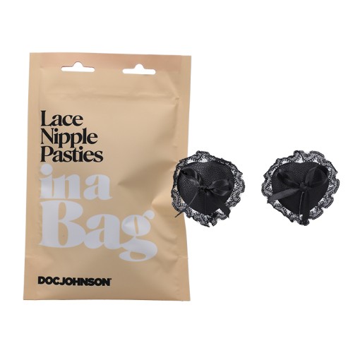 Pasties Reutilizables de Encaje Negro Doc Johnson