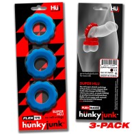 Hunkyjunk SuperHuj Teal Hielo 3-Pack Cockrings