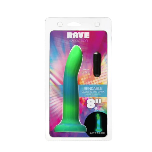 Addiction Rave Bendable Silicone Dildo 8 in Glow in the Dark