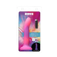 Dildo Silicona Bendable Adicción Rave 8 in. Brilla en la Oscuridad