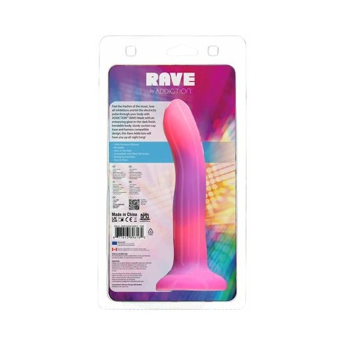 Dildo Silicona Bendable Adicción Rave 8 in. Brilla en la Oscuridad