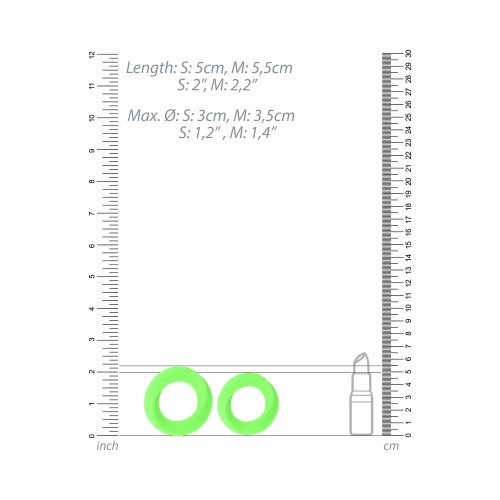 Ouch! Conjunto de Anillos de Silicona que Brillan en la Oscuridad - Verde Neón