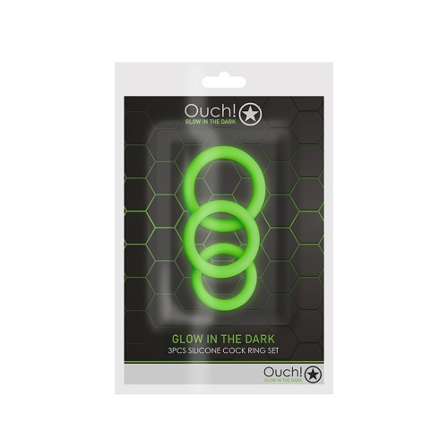 Ouch! Glow in the Dark Silicone Cockring Set