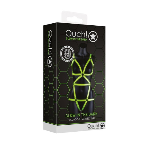 Ouch! Glow in the Dark Full-Body Harness Neon Green