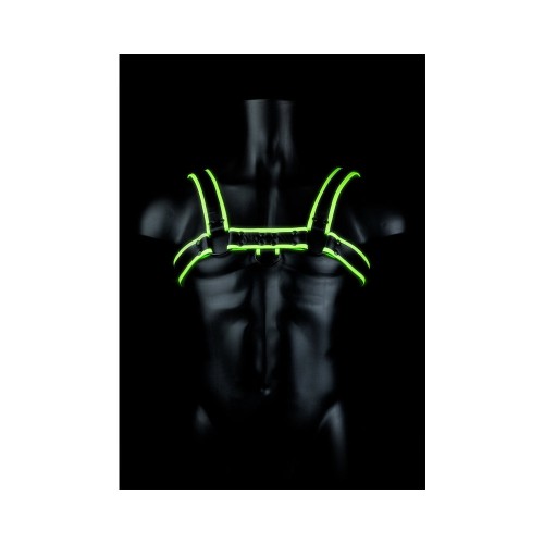 Ouch! Glow in the Dark Bulldog Harness Neon Green S/M