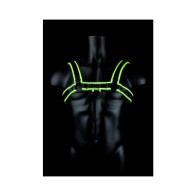 Ouch! Glow in the Dark Bulldog Harness Neon Green S/M