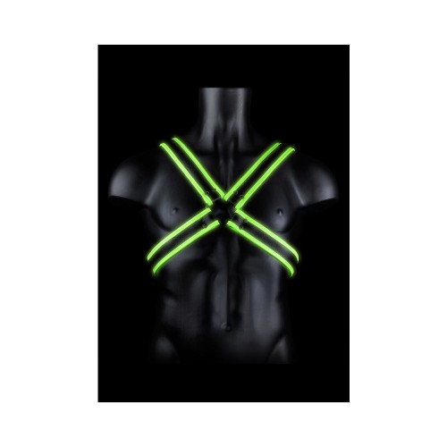 Ouch! Glow in the Dark Cross Harness Neon Green L/XL - Unique Bondage Gear