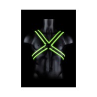 Ouch! Glow in the Dark Cross Harness Neon Green L/XL - Unique Bondage Gear