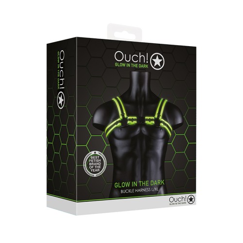 Ouch Glow in the Dark Buckle Harness Neon Green L/XL