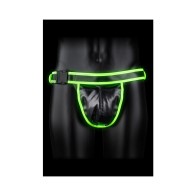 Ouch! Jock Strap Hebilla que Brilla en la Oscuridad Verde Neón L/XL - Diversión Emocionante