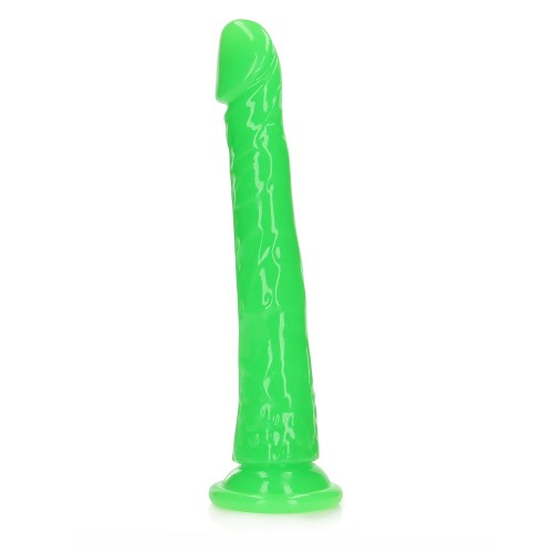 Dildo Slim Brilla en la Oscuridad de 11 in. RealRock para Placer Vibrante