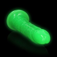 Dildo Slim Brilla en la Oscuridad de 11 in. RealRock para Placer Vibrante