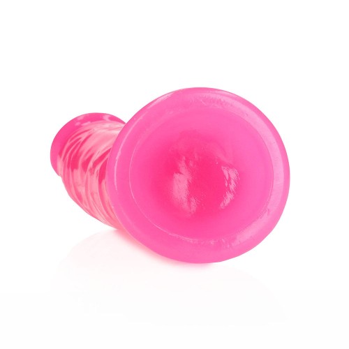 RealRock Glow in the Dark 6 in. Dildo Neon Pink