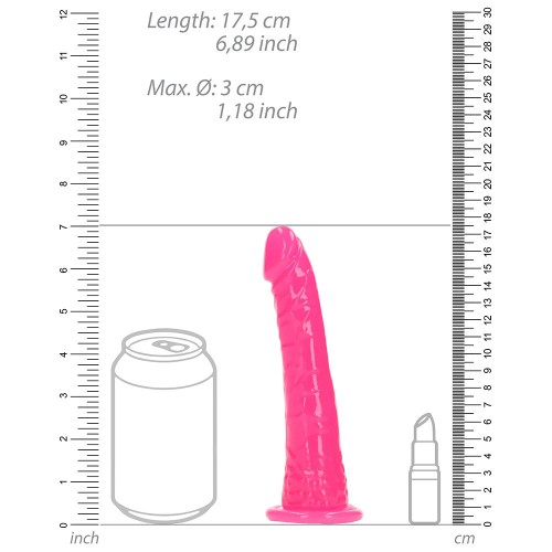 RealRock Glow in the Dark 6 in. Dildo Neon Pink