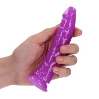 RealRock Glow in the Dark Slim Dildo Neon Purple