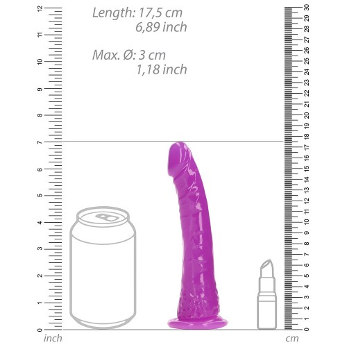 RealRock Glow in the Dark Slim Dildo Neon Purple