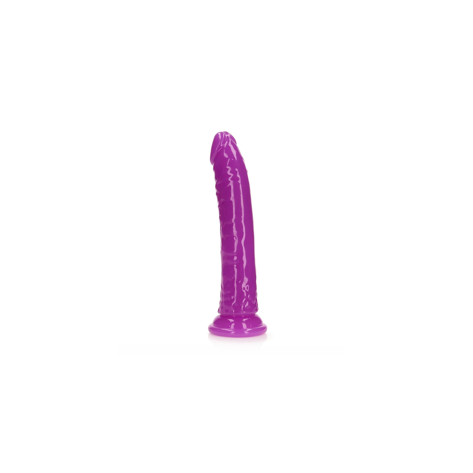 RealRock Glow in the Dark Slim 9 in. Dildo Neon Purple