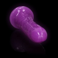 RealRock Glow in the Dark Slim 9 in. Dildo Neon Purple