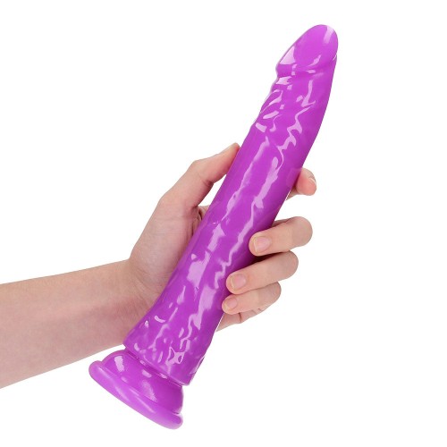 RealRock Glow in the Dark Slim Dildo - Neon Purple