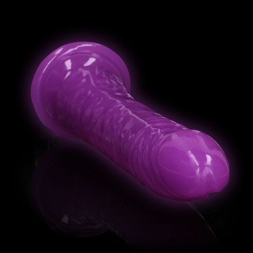 Dildo RealRock Glow in the Dark - Púrpura Neón